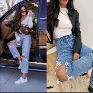 Agolde 90s Fit Button Fly Mid Rise Distressed Loose Fit Jeans 24 A069C-811